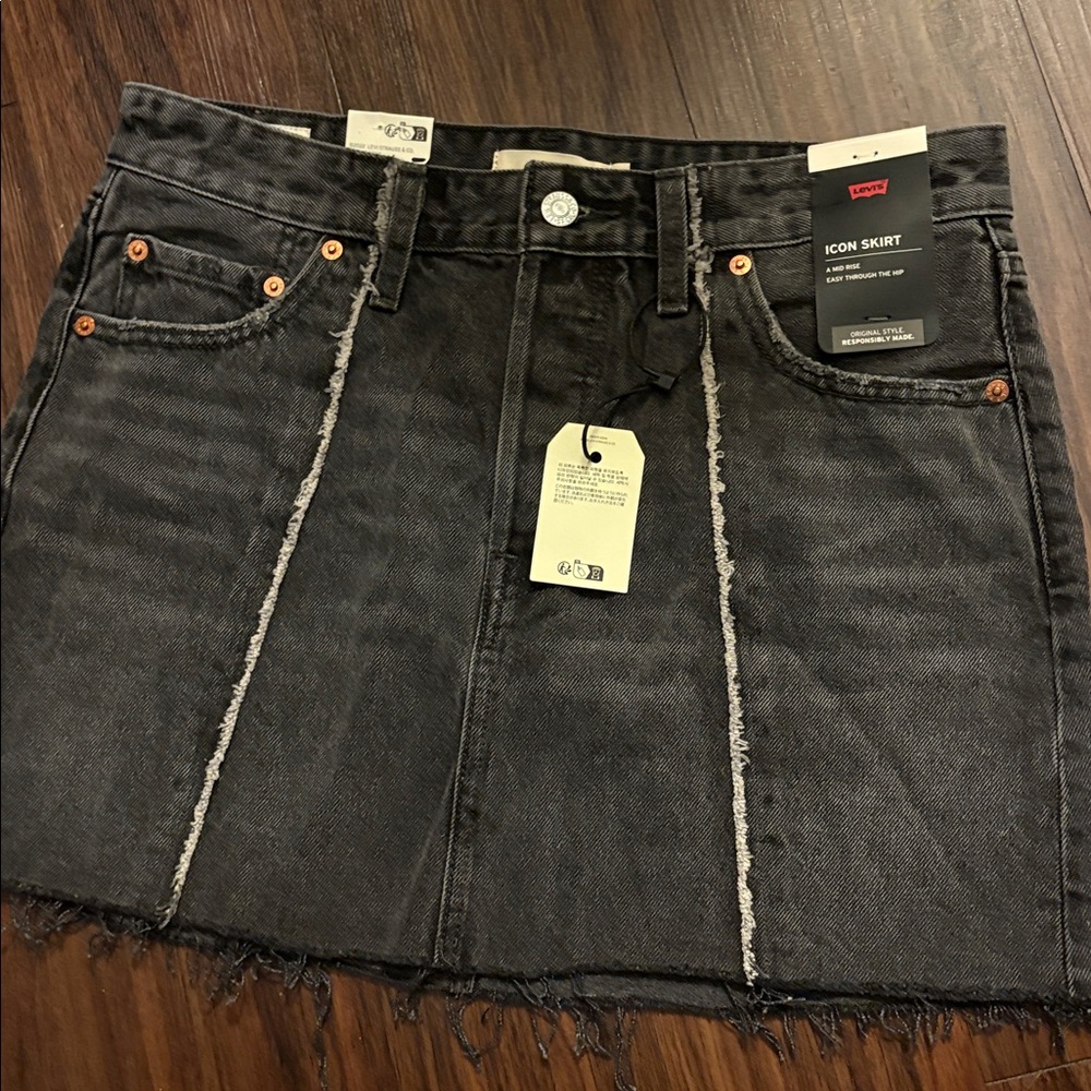 Levi's Charcoal Frayed Hem Skirt